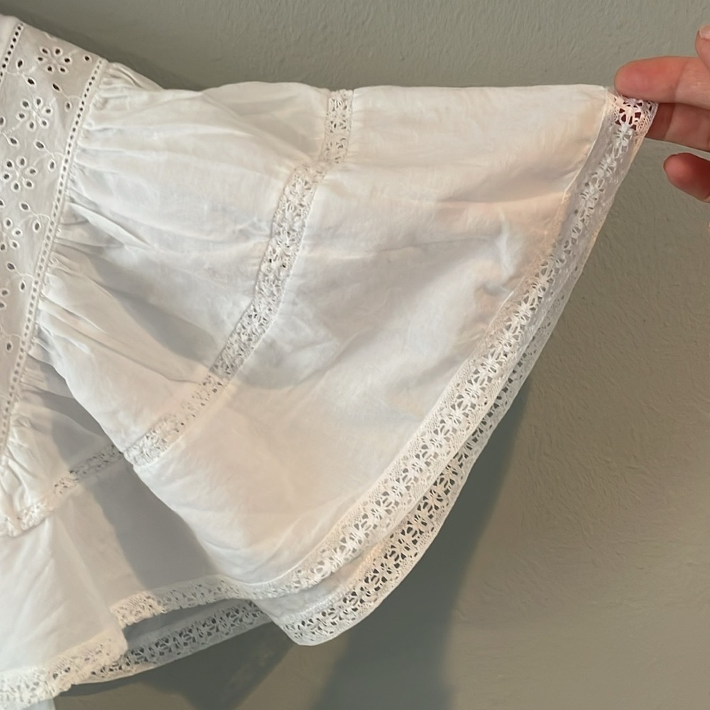 Sandro White Eyelet Puff Sleeve Tee - Picture 3 of 5